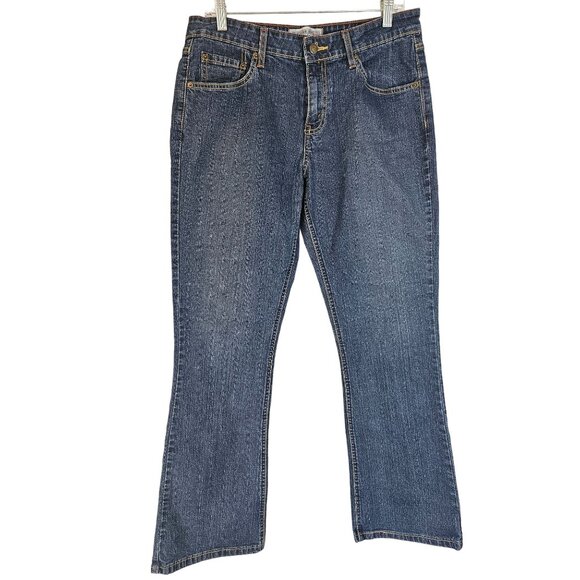 Levi Strauss Stretch Low Rise Boot Cut Blue Jeans Size Misses 8 M - Picture 1 of 8